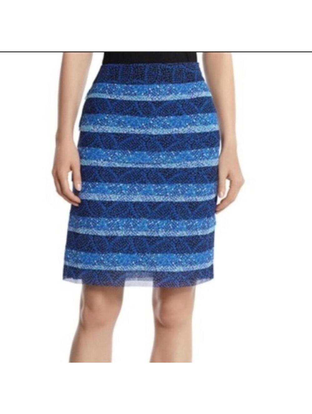 White House black market blue Patterned Knee-Length Skirt